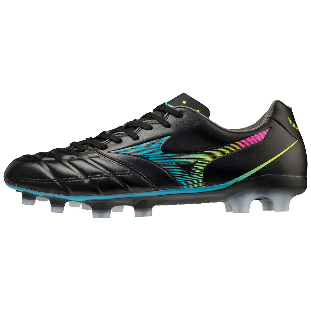 Chuteiras Mizuno Rebula Cup Elite - Homem - Pretas/Azuis Turquesa - KXWTM2378